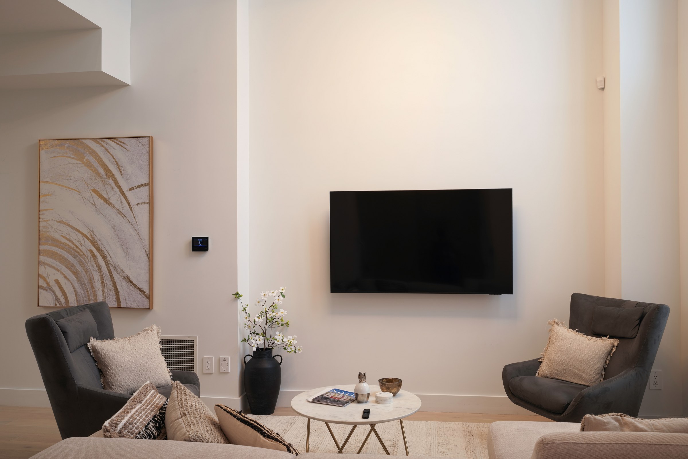In-home technology setup in a Los Angeles living room